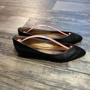 CORSO COMO Jullia Leather Ballet Flats Pointy Pointed Toe Slip On Black Size 6.5